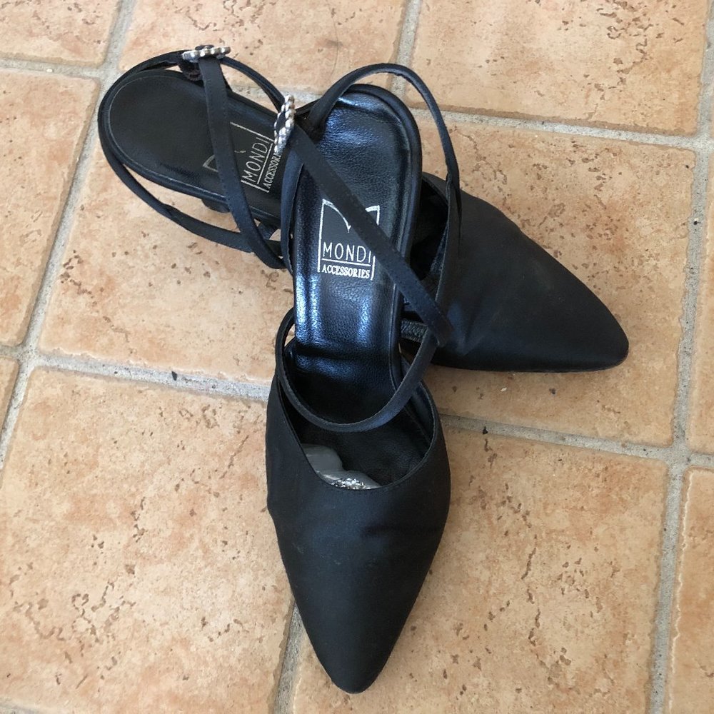 Mondi Black Satin Shoes Dress Formal Shoes Size 37